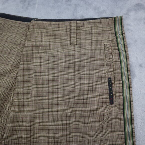 Red Button Shorts Mens 36W Brown Plaid High Waist Flat Front Cargo Bottoms - Picture 11 of 16